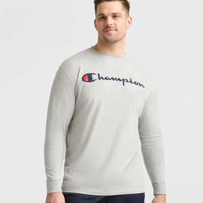 Classic Graphic Long-Sleeve T-Shirt, Script Logo - Big & Tall