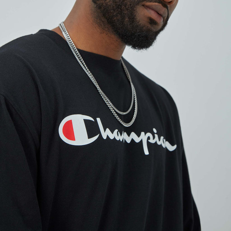 Classic Graphic Long-Sleeve T-Shirt, Script Logo - Big & Tall