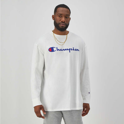 Classic Graphic Long-Sleeve T-Shirt, Script Logo - Big & Tall