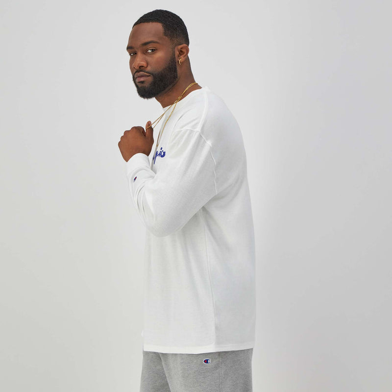 Classic Graphic Long-Sleeve T-Shirt, Script Logo - Big & Tall