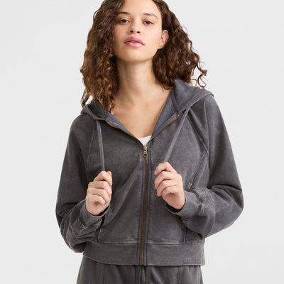 Vintage Wash Zip-Up Hoodie,  C Logo