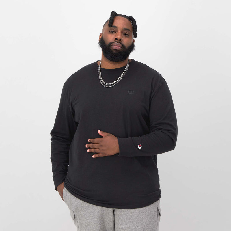Classic Long-Sleeve T-Shirt, Embroidered C Logo - Big & Tall