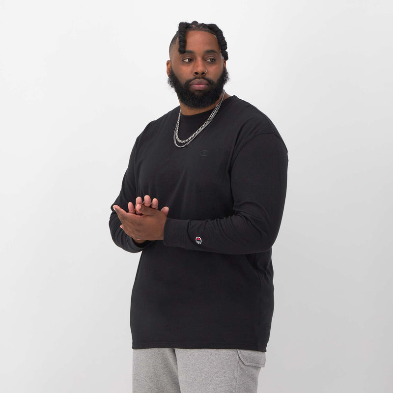 Classic Long-Sleeve T-Shirt, Embroidered C Logo - Big & Tall